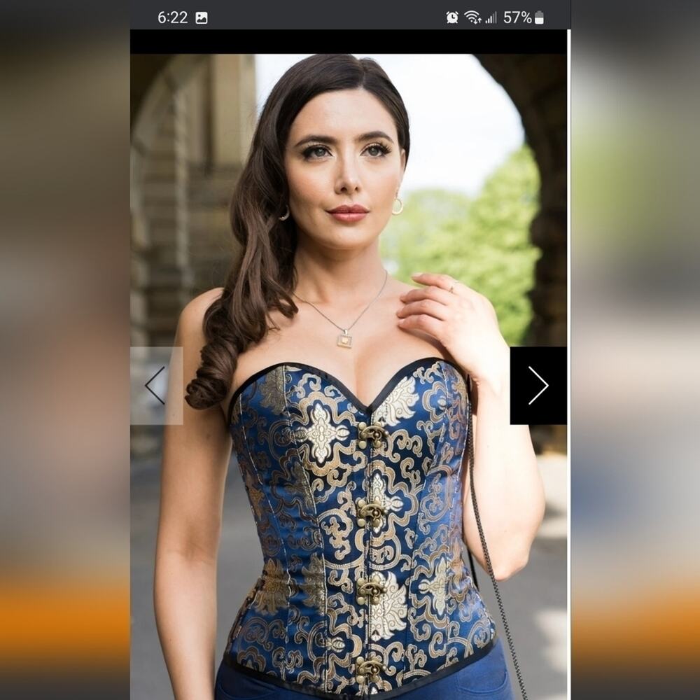 CORSET-STORY,NWT, BLUE/GOLD, SIZE 18